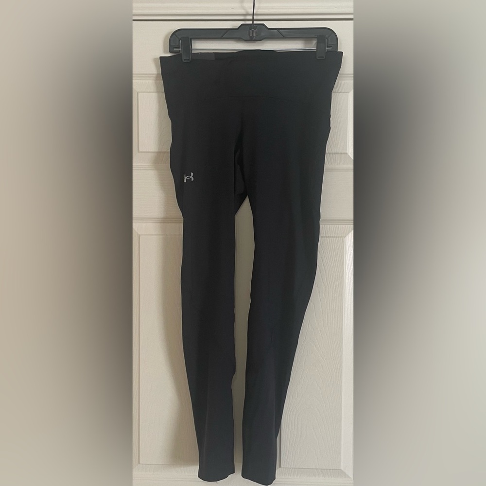 NWT Under Armour HeatGear Compression Mid Rise Full Length Black Leggings - L